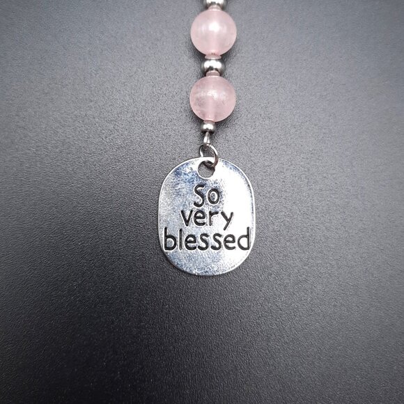 So Very Blessed Rose Quartz Chakra Healing Gemstone Keychain Handmade Accessory - Picture 2 of 7